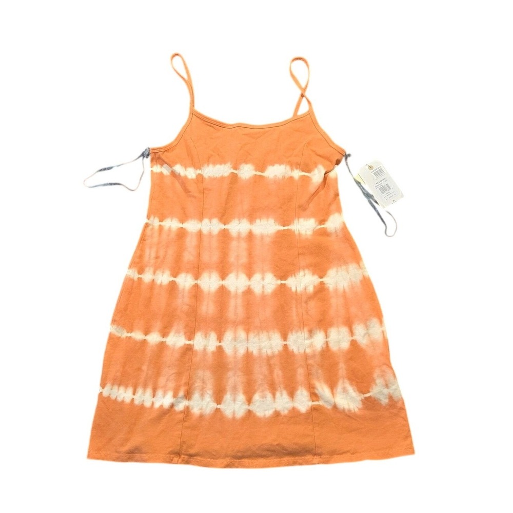 Billabong Orange White Tie Dye Short Sleeveless Scoop Neck Sundress M